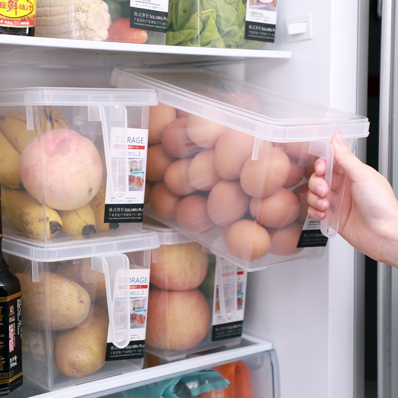 Plastic refrigerator storage box Wholesale freezer box Food grade transparent crisper container Household egg storage box Drawer type