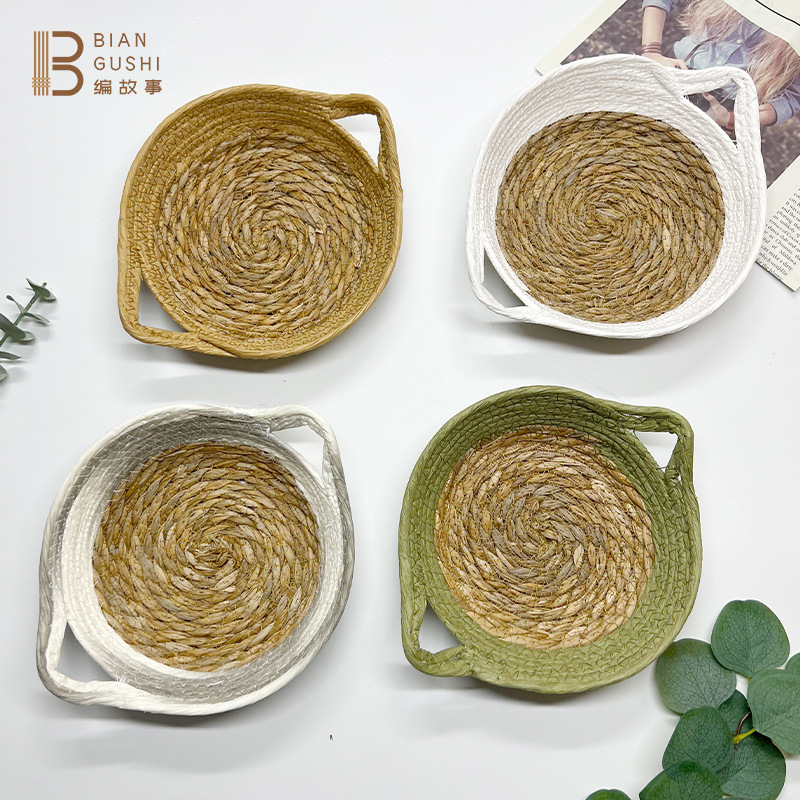 Japanese simple hand-woven dandelion storage basket environmental protection cotton rope cotton thread storage basket toy sundries storage basket