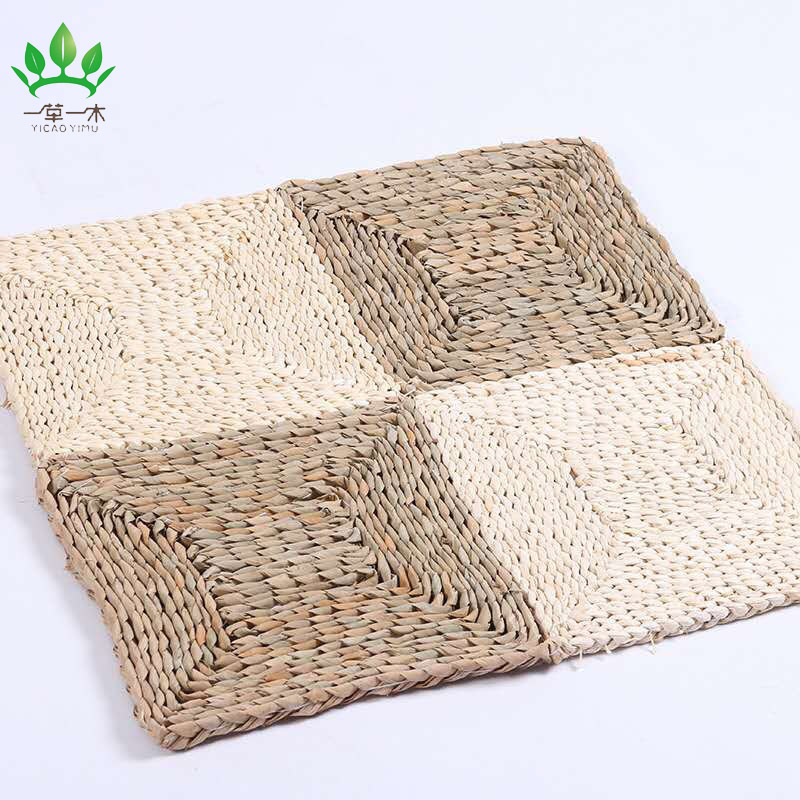 Spot DIY straw mat corn husk cushion Bedroom mat Handmade straw rug floor mat Japanese style floor mat
